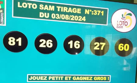 Résultats du loto SAM tirage 371