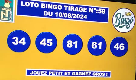 Résultats du loto BINGO tirage n° 59