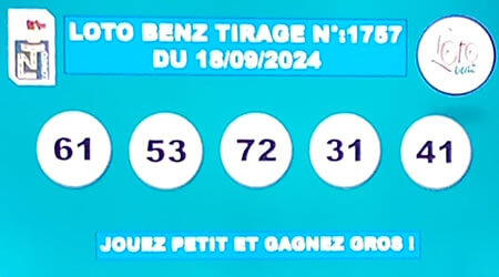 Résultats du loto Benz tirage 1757