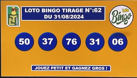 Résultats du loto BINGO tirage n° 62