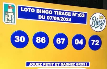 Résultats du loto BINGO tirage n° 63