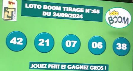 Résultats du loto BOOM tirage 65