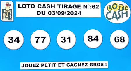 Résultats du loto Cash tirage 62