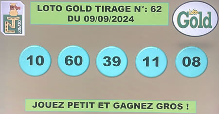 Résultats Loto Gold tirage 62