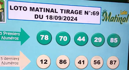 Résultats du loto Matinal tirage 69