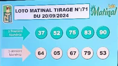 Résultats du loto Matinal tirage 71