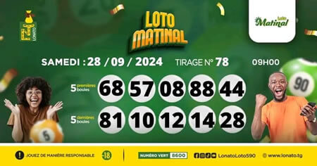 Résultats du loto Matinal tirage 78