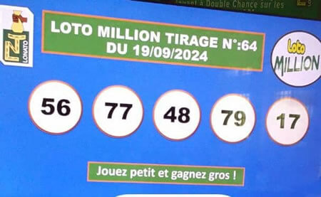 Résultats du loto Million tirage 64