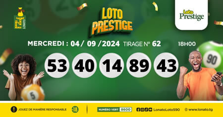 Résultats du loto PRESTIGE tirage 62