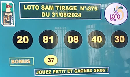 Résultats du loto SAM tirage 375