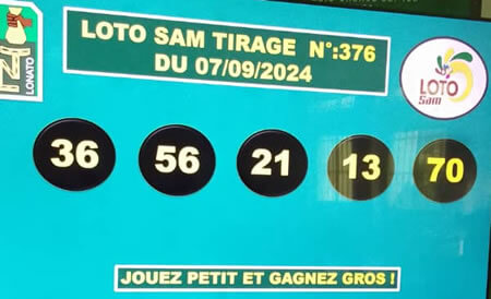 Résultats du loto SAM tirage 376