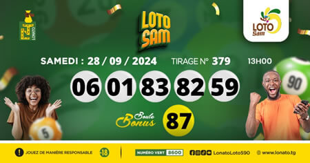 Résultats du loto SAM tirage 379