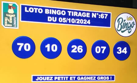 Résultats du loto BINGO tirage n° 67