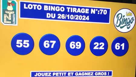 Résultats du loto BINGO tirage n° 70