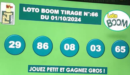 Résultats du loto BOOM tirage 66