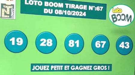 Résultats du loto BOOM tirage 67