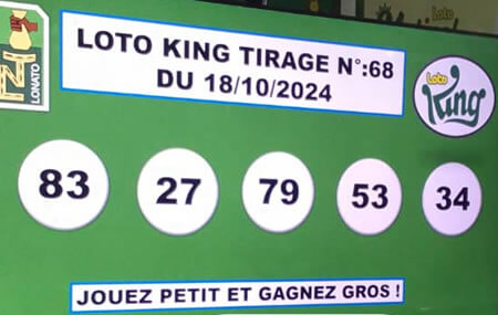 Résultats du loto KING tirage 68