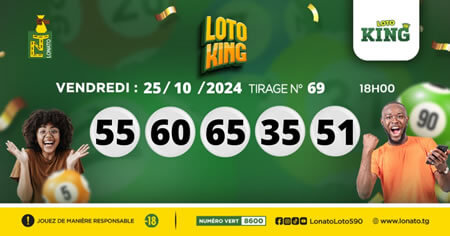 Résultats du loto KING tirage 69