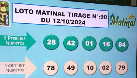 Résultats du loto Matinal tirage 90