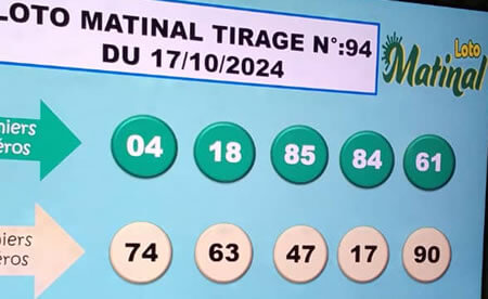 Résultats du loto Matinal tirage 94