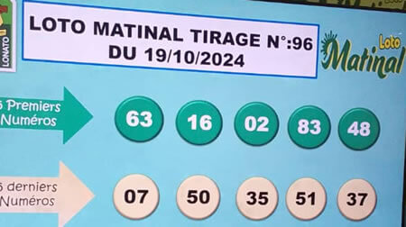 Résultats du loto Matinal tirage 96