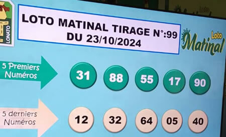 Résultats du loto Matinal tirage 99