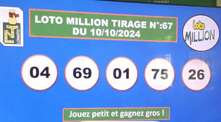 Résultats du loto Million tirage 67