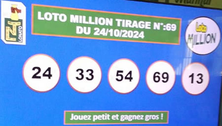 Résultats du loto Million tirage 69