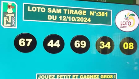 Résultats du loto SAM tirage 381