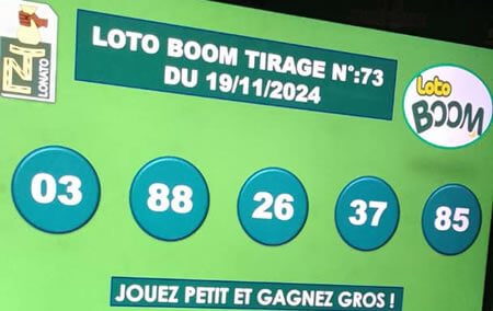 Résultats du loto BOOM tirage 73