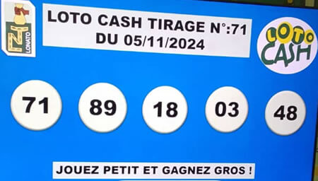 Résultats du loto Cash tirage 71