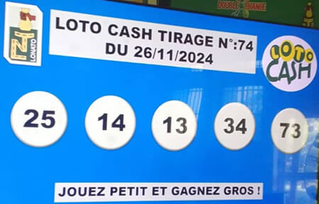 Résultats du loto Cash tirage 74