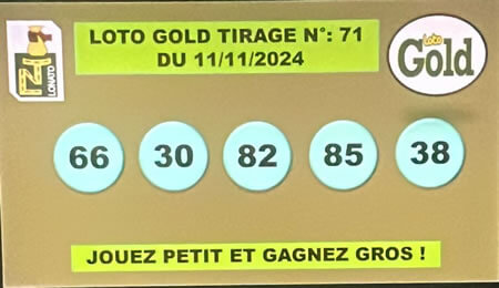 Résultats Loto Gold tirage 71