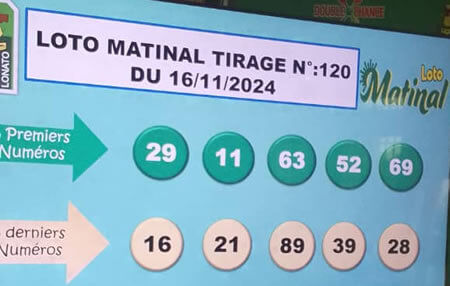 Résultats du loto Matinal tirage 120