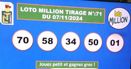 Résultats du loto Million tirage 71