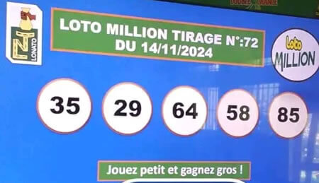 Résultats du loto Million tirage 72