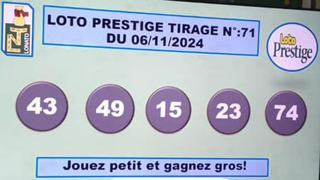 Résultats du loto PRESTIGE tirage 71