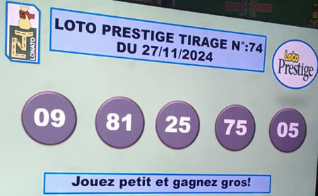 Résultats du loto PRESTIGE tirage 74