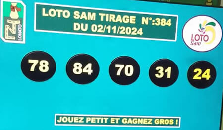 Résultats du loto SAM tirage 384