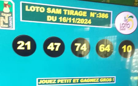 Résultats du loto SAM tirage 386