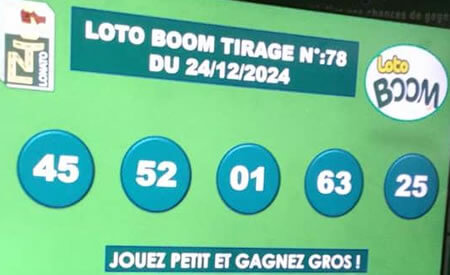 Résultats du loto BOOM tirage 78