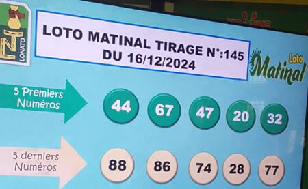 Résultats du loto Matinal tirage 145