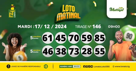 Résultats du loto Matinal tirage 146