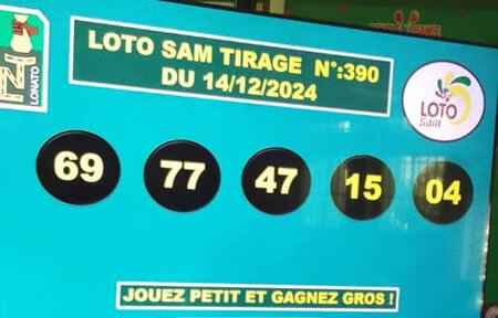 Résultats du loto SAM tirage 390