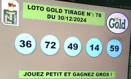 Résultats Loto Gold tirage 78