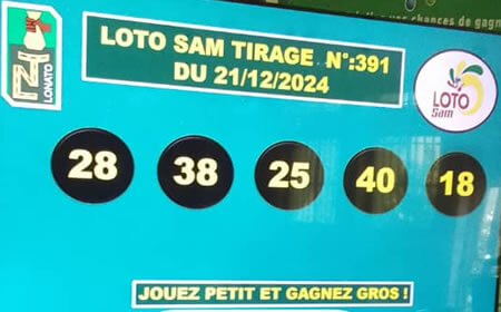 Résultats du loto SAM tirage 391