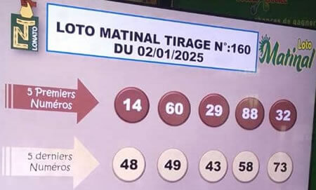 Résultats du loto Matinal tirage 160