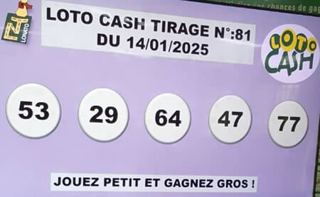 Résultats du loto Cash tirage 81