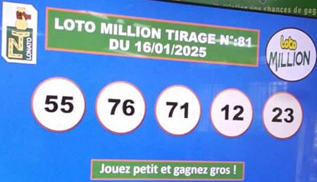 Résultats du loto Million tirage 81