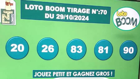 Résultats du loto BOOM tirage 70